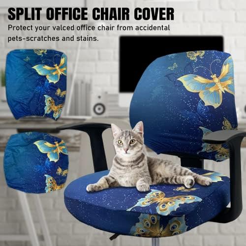YOXEULL Chair Cover Set 2 Piece Blue Butterfly Office Chair Slipcover Protector
