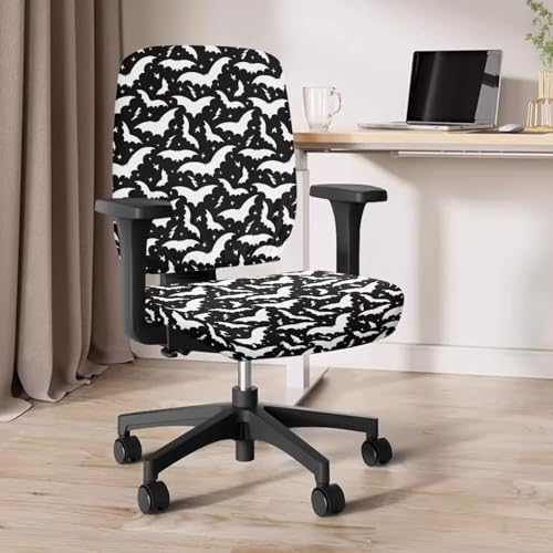 Talayituse Black Bat Pattern Office Chair Cover 2 Piece