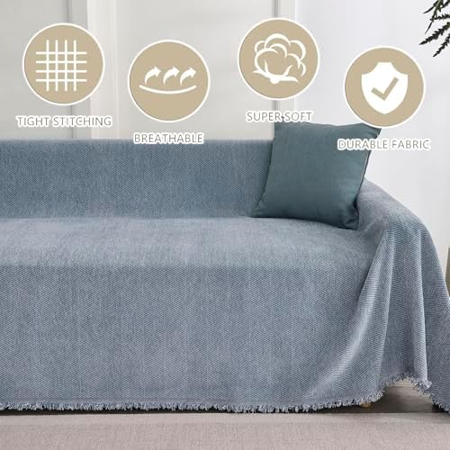Non Slip Couch Cover for 2 Cushion Couch Grayish Blue 71x102