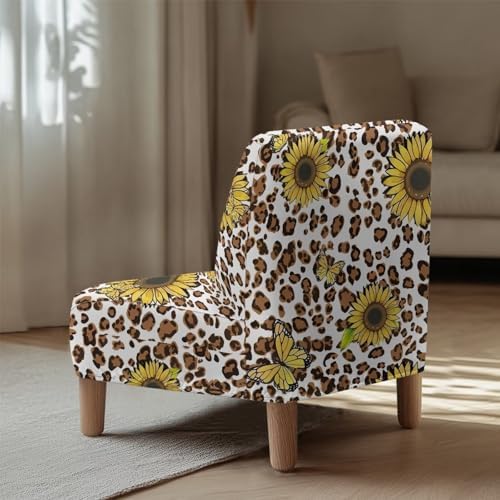 Sunflower Leopard Armless Chair Cover for Living Room