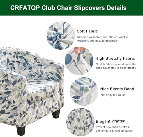CRFATOP 2 Piece Armchair Slipcover with Elastic Bottom