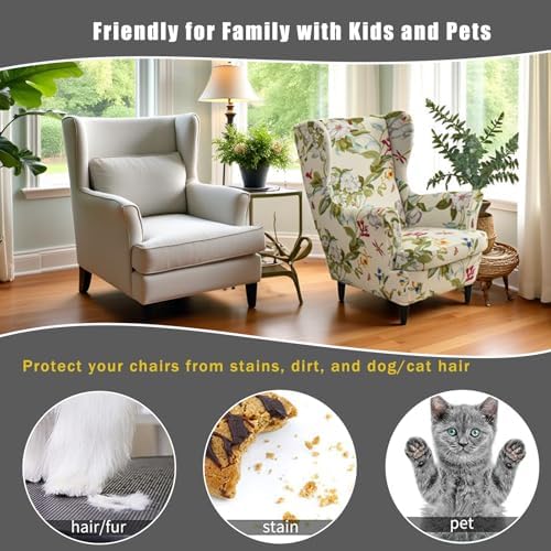 NILUOH Stretch Wingback Chair Cover 2-Piece