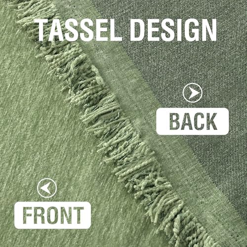 HVERSAILTEX Chenille Sofa Cover with Tassels Green 71x118