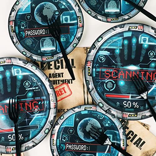 Chiazllta 96 Pcs Secret Agent Birthday Party Tableware Set