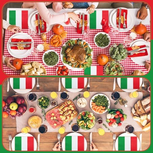 50 Pcs Italian Flag Napkins Red White Green Party Decor