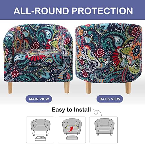 hyha 2 Piece Tub Chair Slipcover with Cushion Cover Blue Green