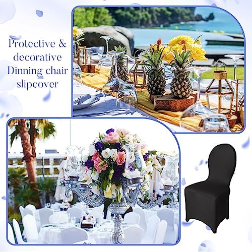 60 Pcs Black Chair Covers for Weddings and Parties
