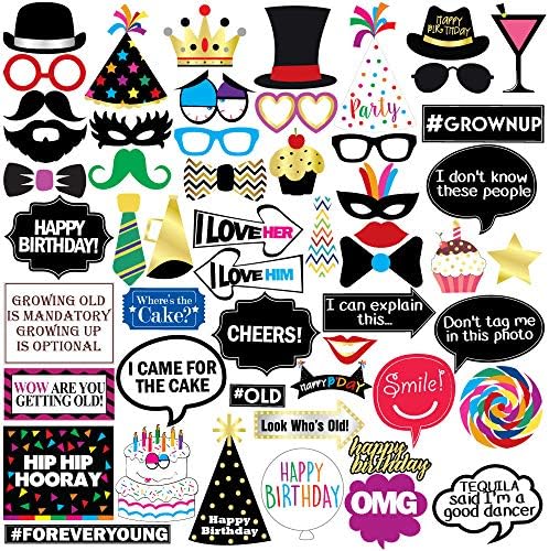 Funny Birthday Photo Booth Props 47 Piece Set