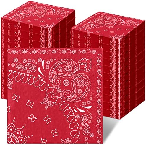 Teling 2 Ply Paisley Print Bandana Napkins 63 x 63 Red