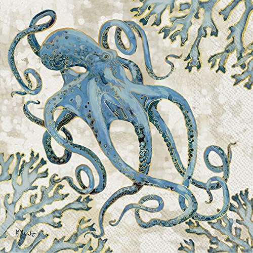 IHR Ideal Home Cocktail Napkins 5x5 20-Count Playa Octopus Pack