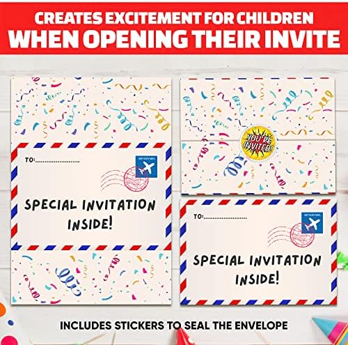 36 Kids Birthday Invitations With Holographic Stickers Rainbow Design