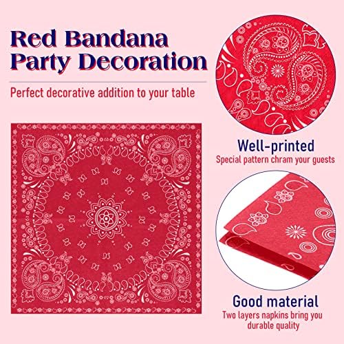 Teling 2 Ply Paisley Print Bandana Napkins 63 x 63 Red