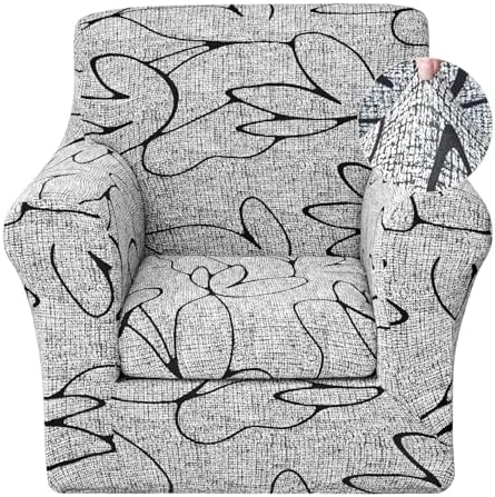 JQinHome 2 Piece Stretch Sofa Cover with Floral Pattern and Lotus Gray