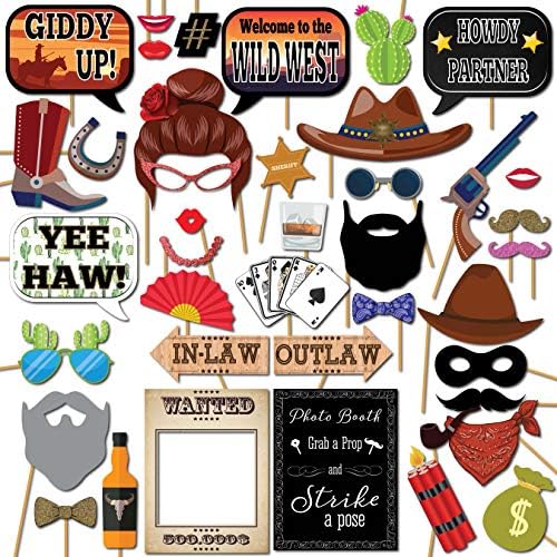 Western Photo Booth Props - 41-Piece Country Theme Kit