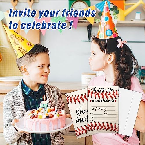 AWSICE Baseball Birthday Invitations 20 Cards with Envelopes
