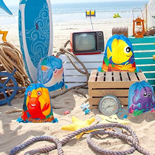 Ocean Themed Drawstring Bags for Kids Birthday Party Supplies