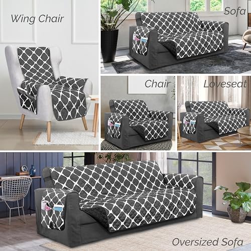 Elegant Comfort Quilted Sofa Slipcover Reversible Microfiber Protector