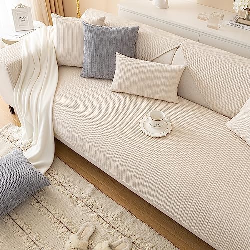 Vctops Soft Chenille Sofa Cover with Striped Weave Design