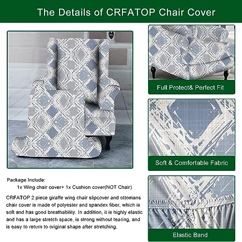 CRFATOP 2 Piece Stretch Wingback Chair Slipcover
